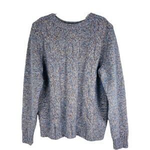 A New Day blue orange speckled cable knit oversized coastal sweater small